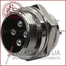 Роз'єм MIC 334, (штекер), монтажний, 4pin, діаметр - 16мм (1-0411) Роз'єм MIC 334, (штекер), монтажний, 4pin, діаметр - 16мм (1-0411)