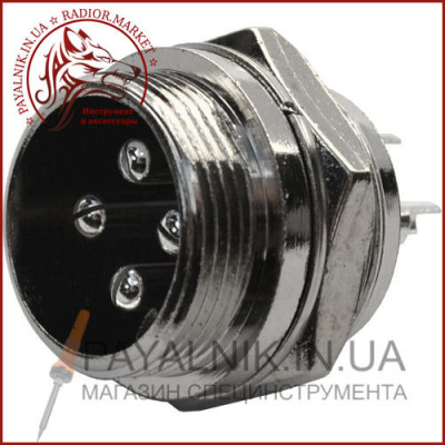 Роз'єм MIC 334, (штекер), монтажний, 4pin, діаметр - 16мм (1-0411)