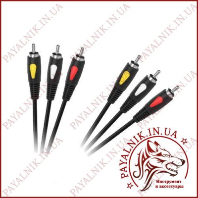 Кабель 3 RCA - 3 RCA 1м Cabletech Eco-Line Польща (KPO4002-1.0)