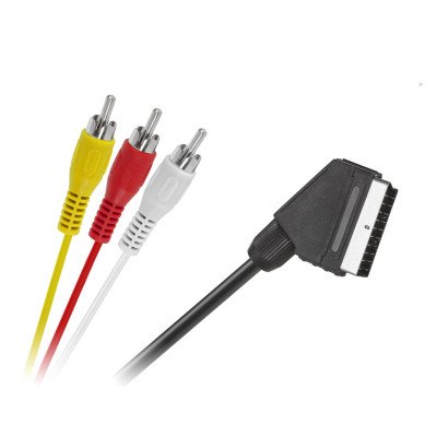 Кабель Scart - 3 RCA 1.5м повна мідь Польща (скарт - тюльпани) (KPO2716-1,5)