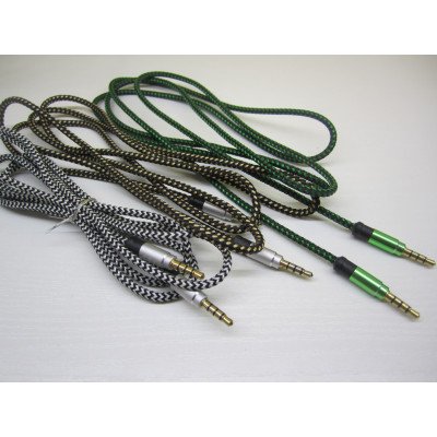 Кабель AUX mini jack 3.5мм 1.5м., 4 контакти, обплетення тканинне, (без упаковки)