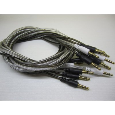 Кабель AUX mini jack 3.5мм 1.0м тканина в силіконі (без пакування)