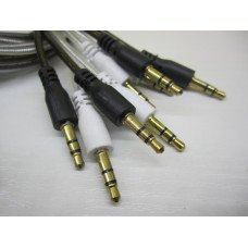 Кабель AUX mini jack 3.5мм 1.0м тканина в силіконі (без пакування)