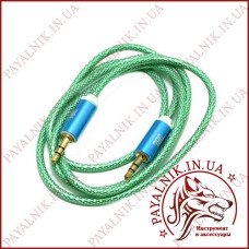 Кабель AUX mini jack 3.5мм 1.0м., 3 контакти, кольорові, тканина обплетення, силіконова (асортимент)