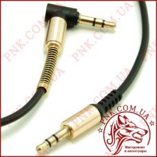 Кабель AUX mini jack 3.5мм 0.5-1.0м спіраль, кручений (стандарт) (тканина в силіконі)