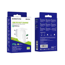 Мережевий зарядний пристрій BOROFONE A46A USB + Type C PD 18W, QC3.0 White