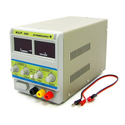Лабораторний блок живлення WEP PS-305D-ll, 30B, 5A з перемикачем Hi(A)-Lo(mA)