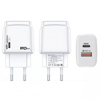 Мережевий зарядний пристрій VERON C12 USB + Type C PD 20W, QC3.0 White