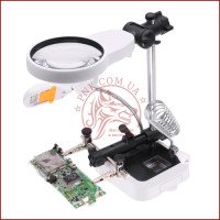 Третя рука з підсвічуванням MG16129DC, тримач плат, підставка для паяльника, високий штатив Третя рука з підсвічуванням MG16129DC, тримач плат, підставка для паяльника, високий штатив