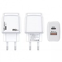 Мережевий зарядний пристрій VERON C12 USB + Type C PD 20W, QC3.0 White
