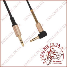 Кабель AUX mini jack 3.5мм 1м кутовий із пружиною (без упаковки)