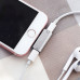 Перехідник для навушників Hoco LS24 Lightning - AUX + CHARGER silver