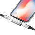Перехідник для навушників Hoco LS24 Lightning - AUX + CHARGER silver