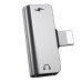 Перехідник для навушників Hoco LS24 Lightning - AUX + CHARGER silver