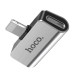Перехідник для навушників Hoco LS24 Lightning - AUX + CHARGER silver