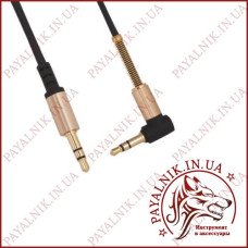 Кабель AUX mini jack 3.5мм 1м кутовий із пружиною (без упаковки)
