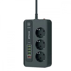 Мережевий подовжувач Power Socket PD-03 5 USB + Type C 3.4A 20W, 3 розетки 2500W (чорний)
