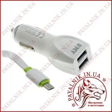 Автомобільне зарядне EMY 2 USB 2.4A із кабелем Micro usb (MY-112)
