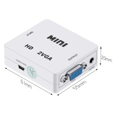 Конвертер MINI перетворювач HDMI у VGA, гніздо HDMI (IN) - гніздо VGA (OUT) MINI