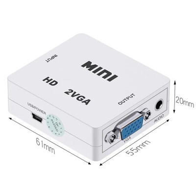 Конвертер MINI перетворювач HDMI у VGA, гніздо HDMI (IN) - гніздо VGA (OUT) MINI