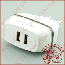 Зарядний пристрій USB Konfulon C23 (2 USB, 5V - 2.4A MAX + кабель Lightning)