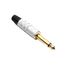 Штекер 6,3 мм моно, gold, корпус металевий, сріблястий (1-0059)