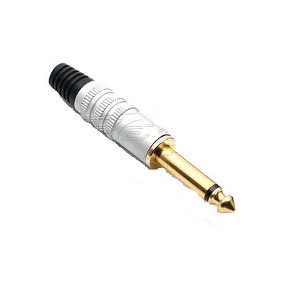 Штекер 6,3 мм моно, gold, корпус металевий, сріблястий (1-0059)