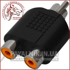 Перехідник штекер RCA - 2 гнізда RCA, корпус пластик (2-0024)