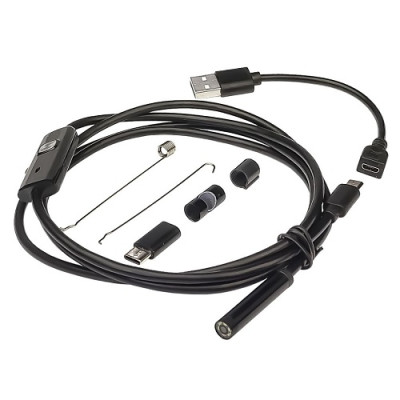 Ендоскоп цифровий 1.5м, камера 640x480, вологозахист IP67, USB A, Micro, Type C