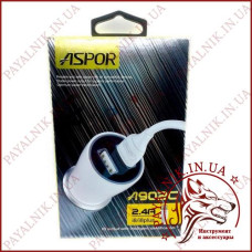 Автомобільне зарядне ASPOR A902C 2 USB 2.4A + кабель Lightining 1 метр