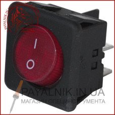 Перемикач з підсвічуванням, з круглою клавішею RK1-05, ON-OFF, 4-контактний, червоний