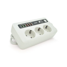 Мережевий подовжувач з USB Power Socket BKL-04 5USB 3.4A 17W, 3 розетки 2500W (білий)