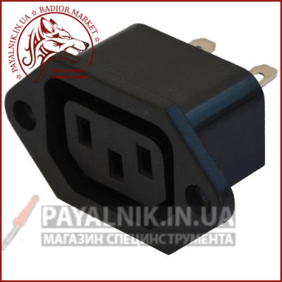 Гніздо мережеве 3pin, монтажне, корпус пластик (1-0155)