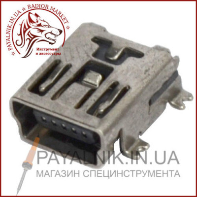 Гніздо mini USB 5pin монтажне, SMT тип (1-1080)