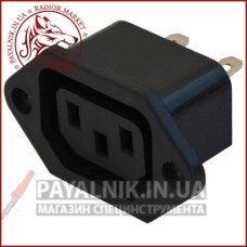Гніздо мережеве 3pin, монтажне, корпус пластик (1-0155) Гніздо мережеве 3pin, монтажне, корпус пластик (1-0155)