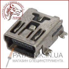 Гніздо mini USB 5pin монтажне, SMT тип (1-1080)