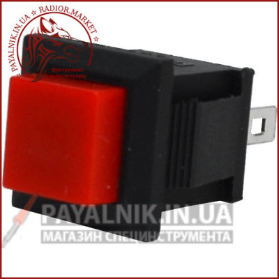 Кнопка квадратна PBS-15B без фіксації OFF-(ON) 2-х контактна, 1А, 250V червона