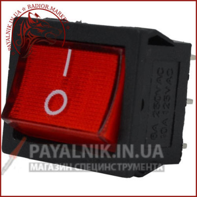 Перемикач широкий з підсвічуванням MIRS-202-4 ON-ON 6-й контактний, 6A, 220V