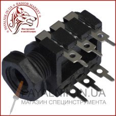 Гніздо 6,3 мм моно монтажне на плату, корпус пластик (1-0095)
