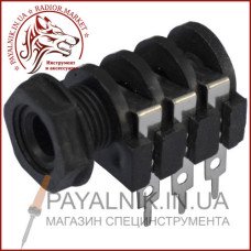 Гніздо 6,3 мм моно монтажне на плату, корпус пластик (1-0095)