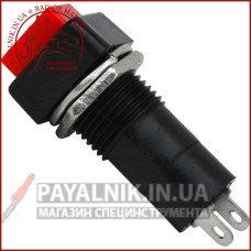Кнопка середня квадратна PBS-12A з фіксацією ON-OFF 2-х контактна, 1А, 250V, червона