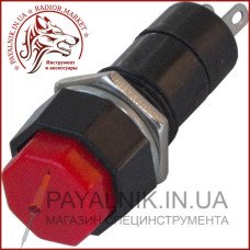 Кнопка середня PBS-14А з фіксацією 2-х контактна, 1А, 250V червона