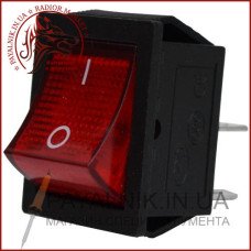 Перемикач широкий з підсвічуванням KCD-4, ON-OFF 4-х контактний, 15A, 220V червоний