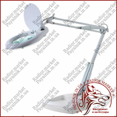 Лупа-лампа ZD-129 LED Lamp настільна, кругла, 5Х, діам.-130мм, біла 14-0105