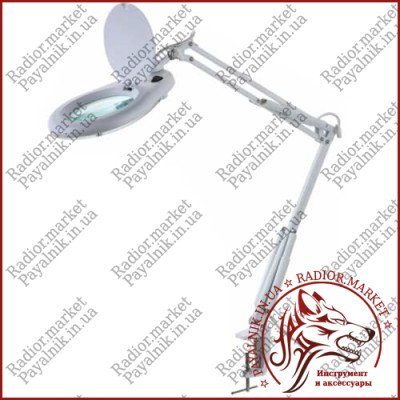 Лупа-лампа ZD-129A Lamp, на струбціні, кругла, 5Х, діам-130мм, біла