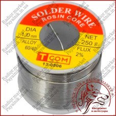 Припой Rosin core 250 грамм, диаметр 1.0мм легкоплавкий с флюсом,