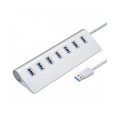 Концентратор USB HUB 7 портів v3.0 5Gbps (2TB) 20см. з живленням, алюмінієвий