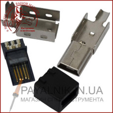 Штекер mini USB 5pin під шнур, розбірний 1-1031