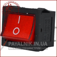 Перемикач широкий з підсвічуванням MIRS-201-4 ON-OFF 4-х контактний, 6A, 220V, червоний