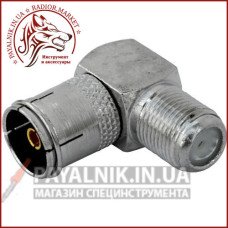 Перехідник антенний гніздо ТВ - гніздо F, кутовий, gold pin, корпус метал 2-0115A Перехідник антенний гніздо ТВ - гніздо F, кутовий, gold pin, корпус метал 2-0115A